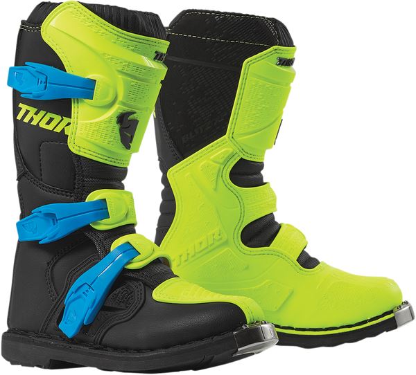 Thor 2024 Youth Blitz XP Flo Acid Black Motocross Boots